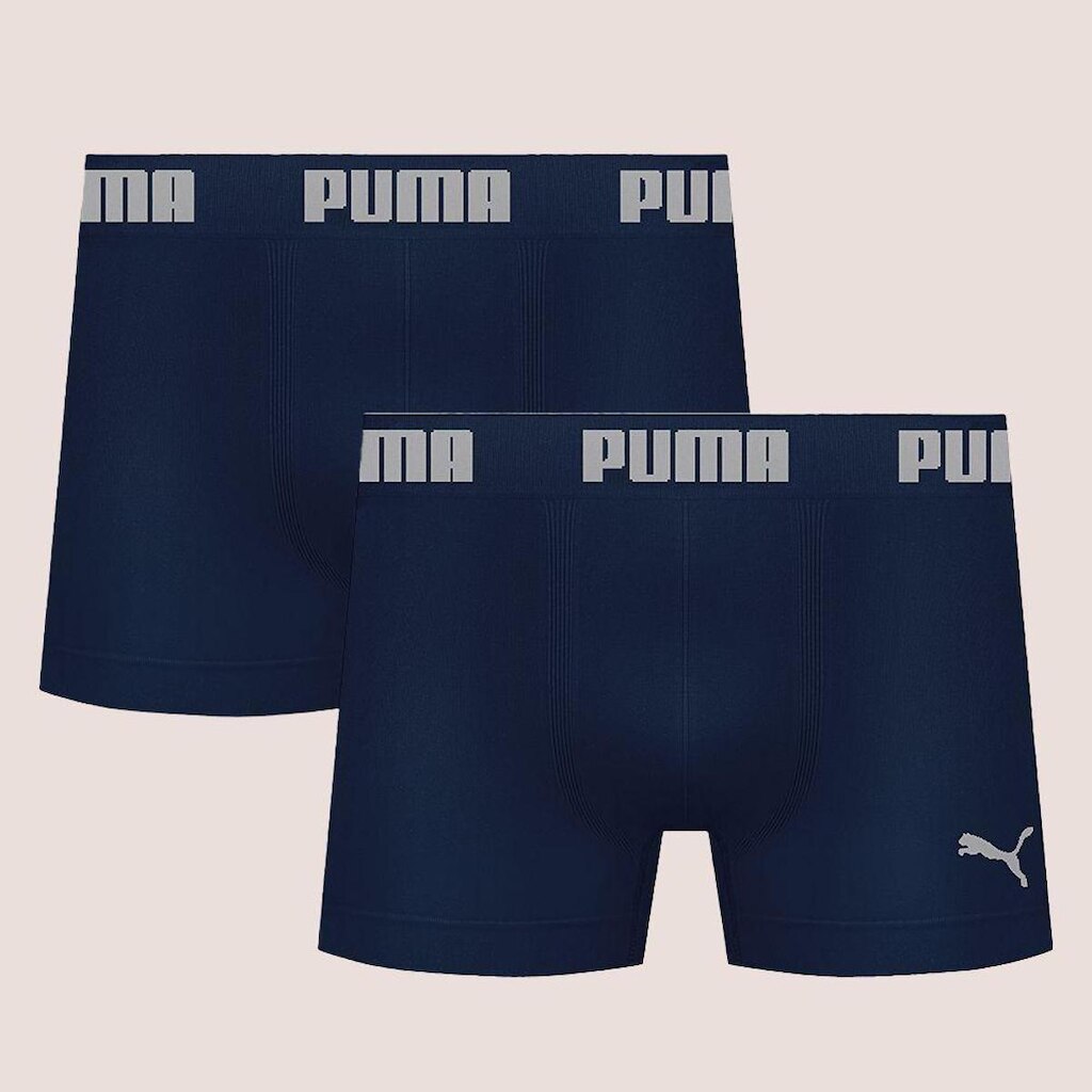 Kit Com 2 Cuecas Boxer Box Sem Costura Masculina Adulta Microfibra Puma
