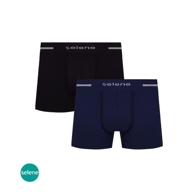 Kit Com 2 Cuecas Boxer Selene Box Microfibra Masculina