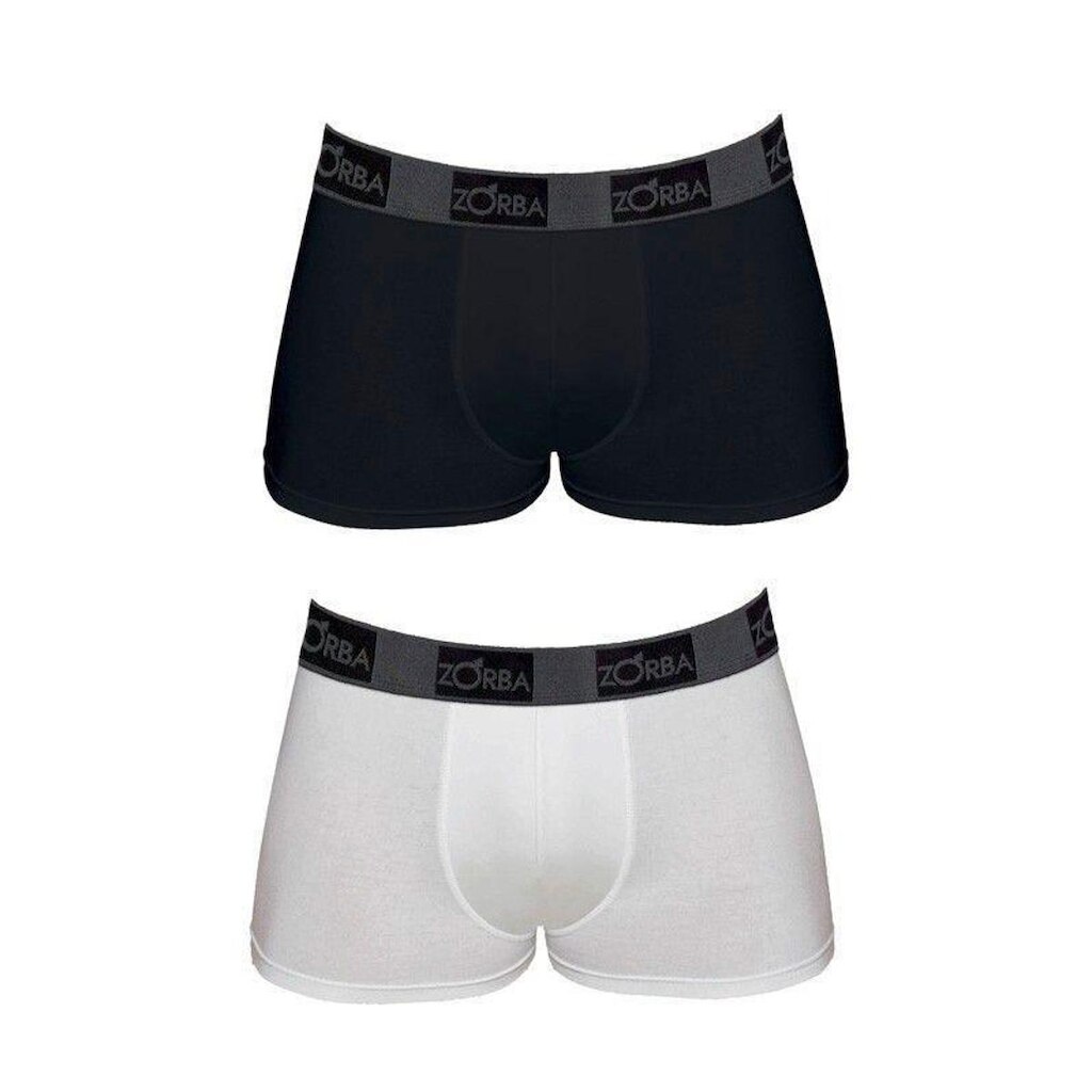 Kit com 2 Cuecas Boxer Zorba em Algodão com elastano Branco/Preto