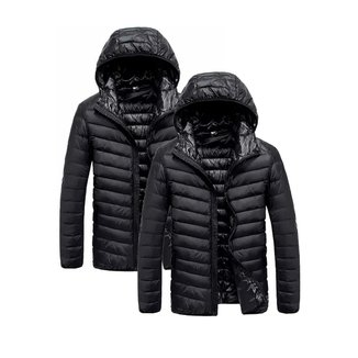 Kit com 2 Jaquetas Bobojaco Impermeável Becker Nylon Puffer com Bolsos e Capuz Masculino