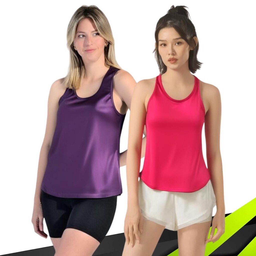 Kit Com 2 Regatas Dry Tecido Furadinho Feminina