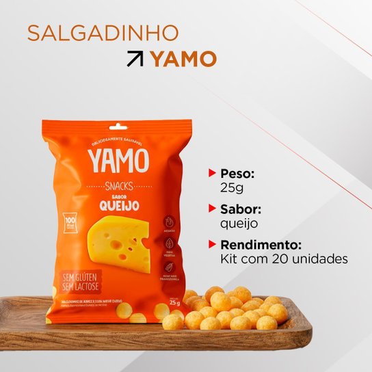 Kit Com 20 Snack Salgadinho De Arroz Queijo Yamo Topway 25G