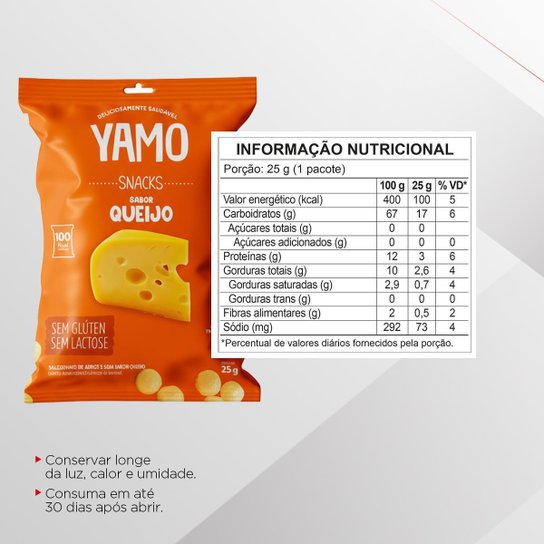 Kit Com 20 Snack Salgadinho De Arroz Queijo Yamo Topway 25G