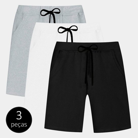 Kit com 3 Bermudas Part.B Moletom Colors Masculina - Branco+Preto é ruim? Kit com 3 Bermudas Part.B Moletom Colors Masculina - Branco+Preto é boa?