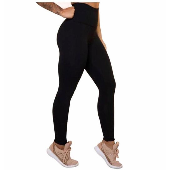 Kit Com 3 Calça Leggings Cós Alto Feminina - Preto Menor preço em Kit Com 3 Calça Leggings Cós Alto Feminina - Preto