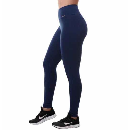 Kit Com 3 Calça Leggings Cós Alto Feminina - Azul Menor preço em Kit Com 3 Calça Leggings Cós Alto Feminina - Azul