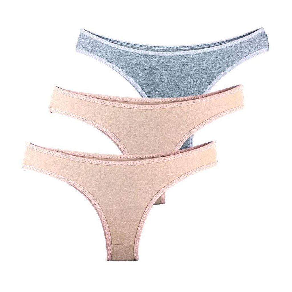 Kit com 3 Calcinhas Tanga Try Basics Confortável Cotton Algodão Premium