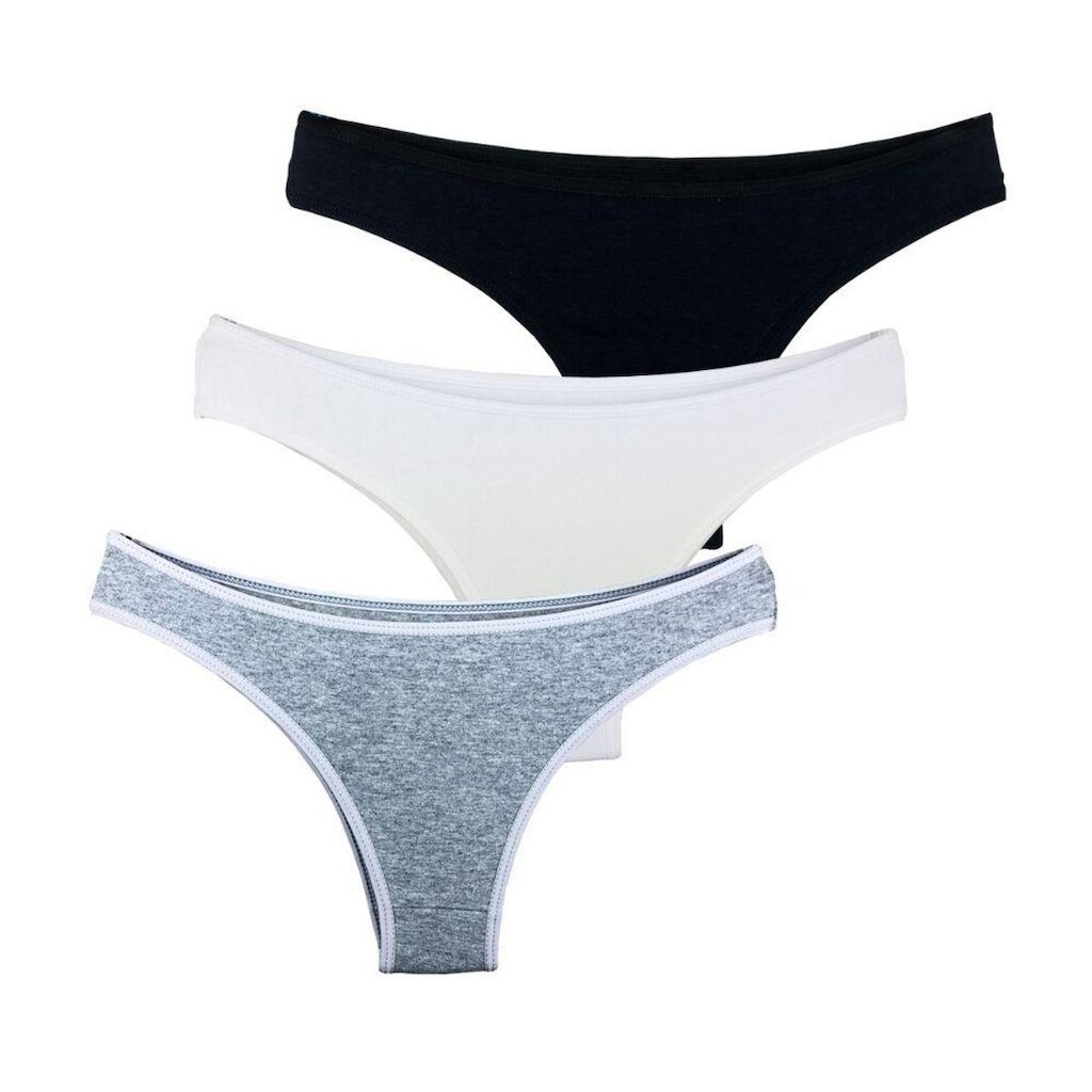 Kit com 3 Calcinhas Tanga Try Basics Confortável Cotton Algodão Premium