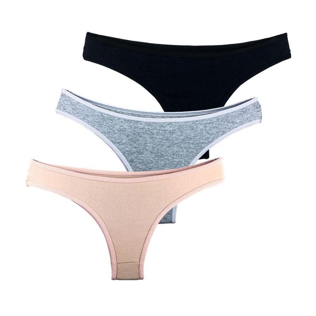 Kit com 3 Calcinhas Tanga Try Basics Confortável Cotton Algodão Premium