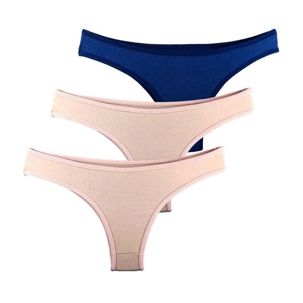 Kit com 3 Calcinhas Tanga Try Basics Confortável Cotton Algodão Premium