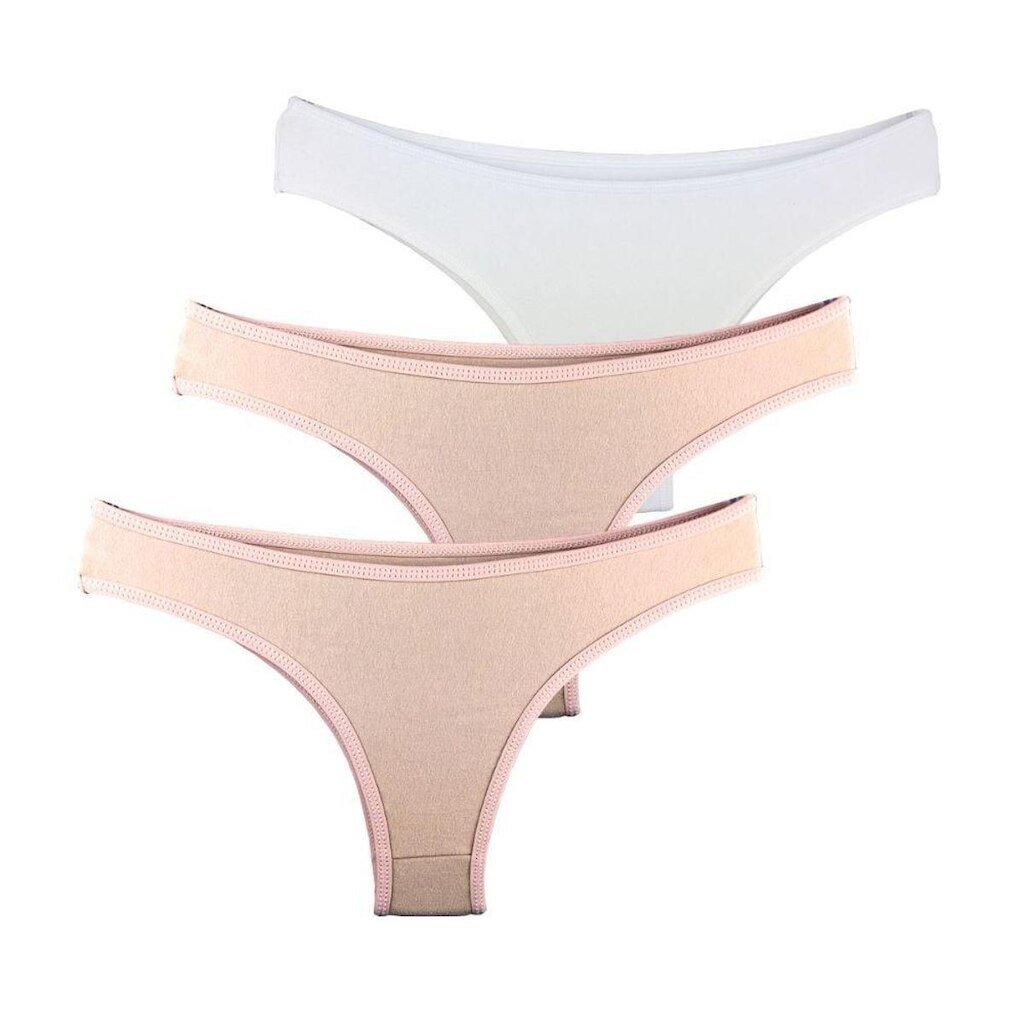 Kit com 3 Calcinhas Tanga Try Basics Confortável Cotton Algodão Premium