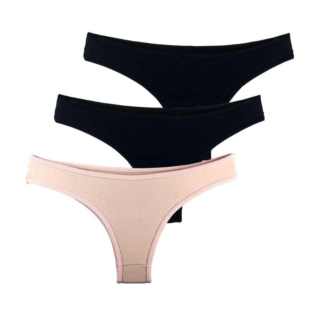 Kit com 3 Calcinhas Tanga Try Basics Confortável Cotton Algodão Premium