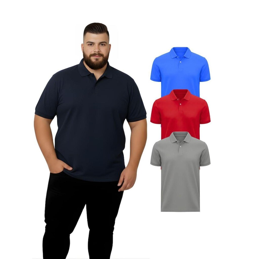 Kit Com 3 Camisetas Gola Polo Piquet 100% Algodao Plus Size