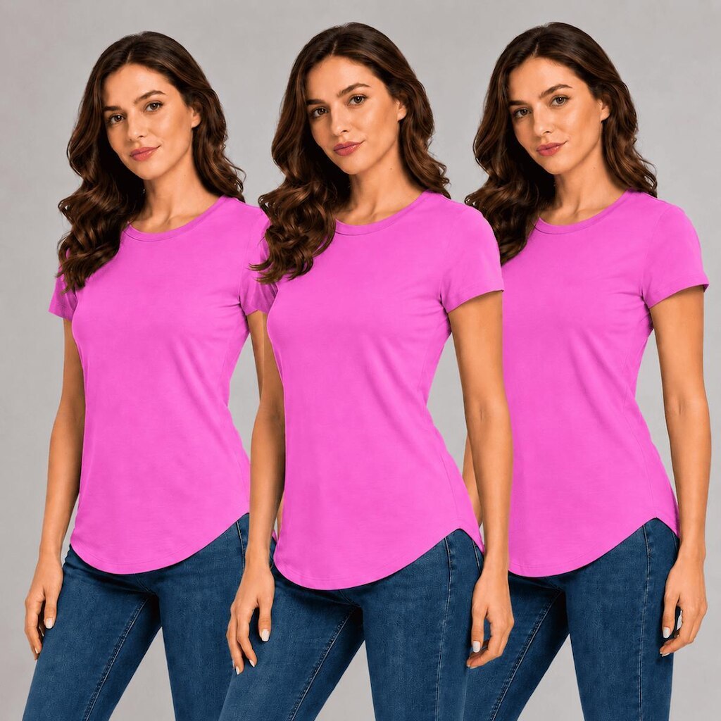 Kit Com 3 Camisetas Longtail Feminina Básica Sem Estampa