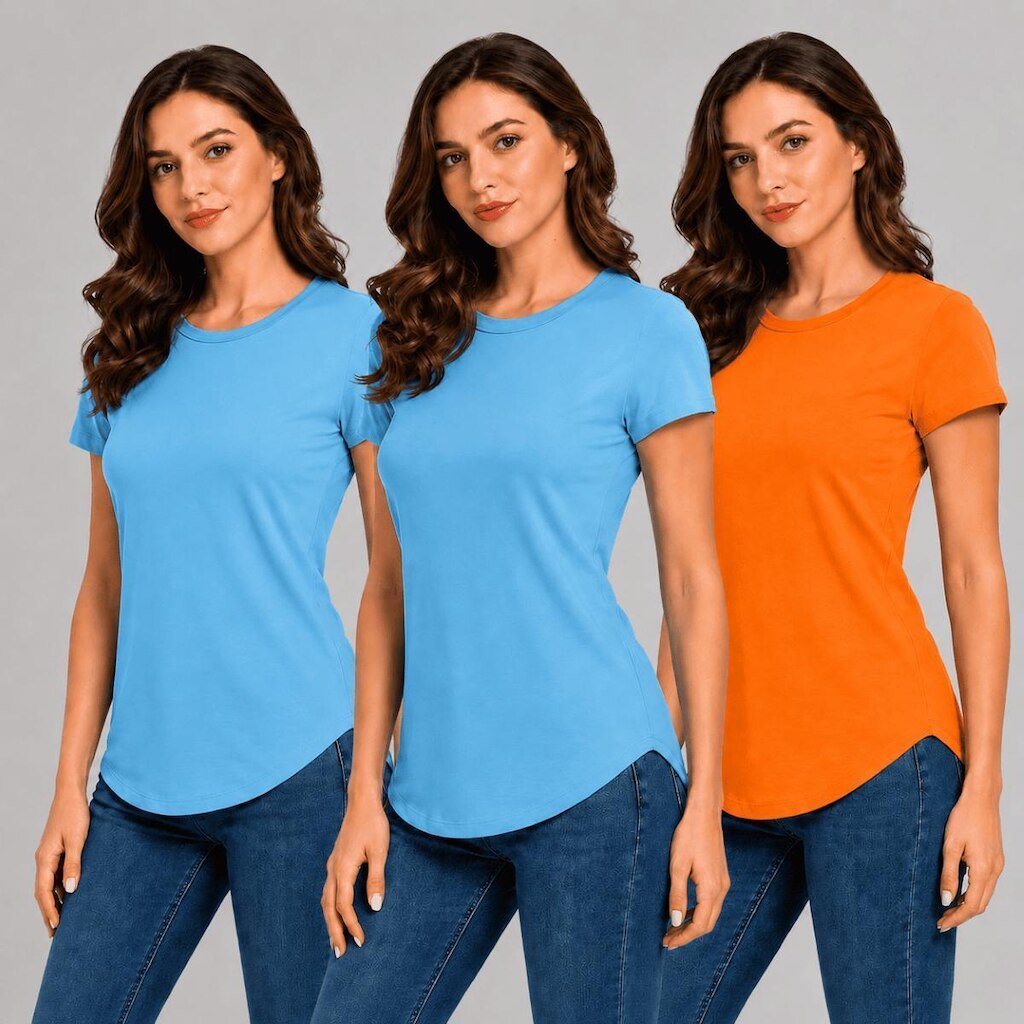 Kit Com 3 Camisetas Longtail Feminina Básica Sem Estampa