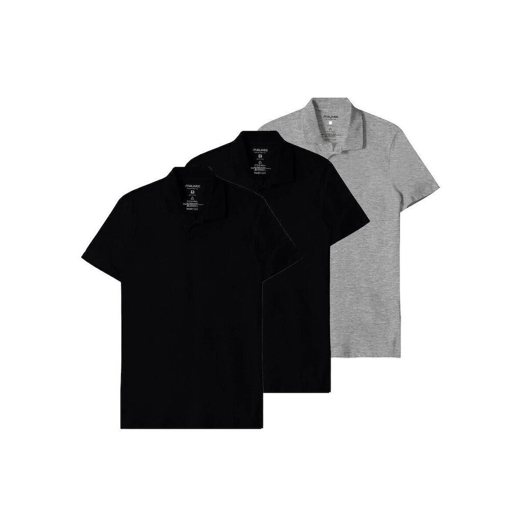 Kit com 3 Camisetas Polo Masculina Malwee 1000004430 Azul Marinho