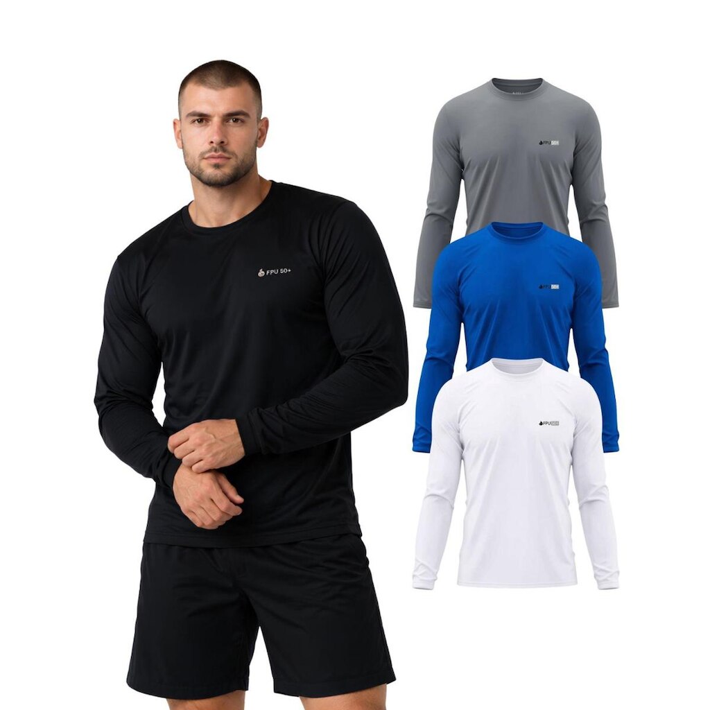 Kit Com 3 Camisetas UV Térmica Manga Longa