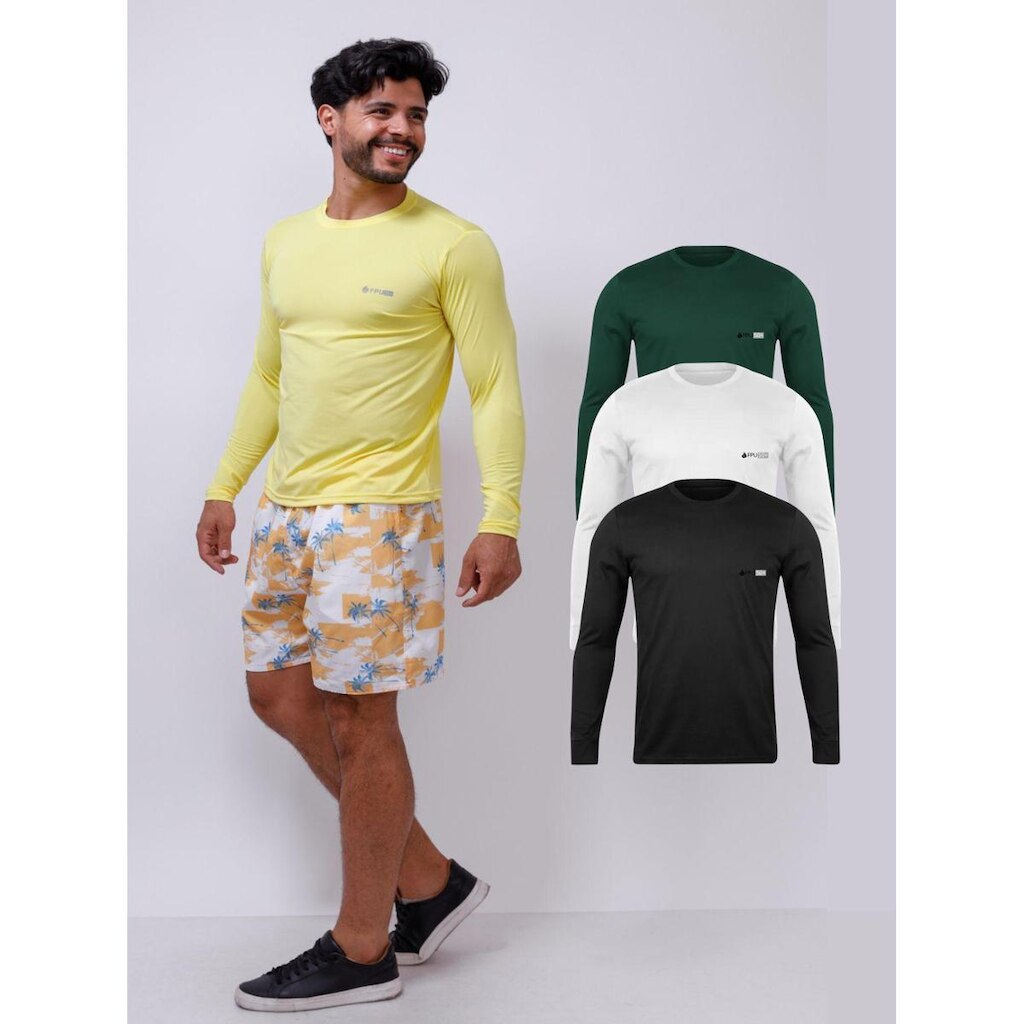 Kit Com 3 Camisetas UV Térmica Manga Longa