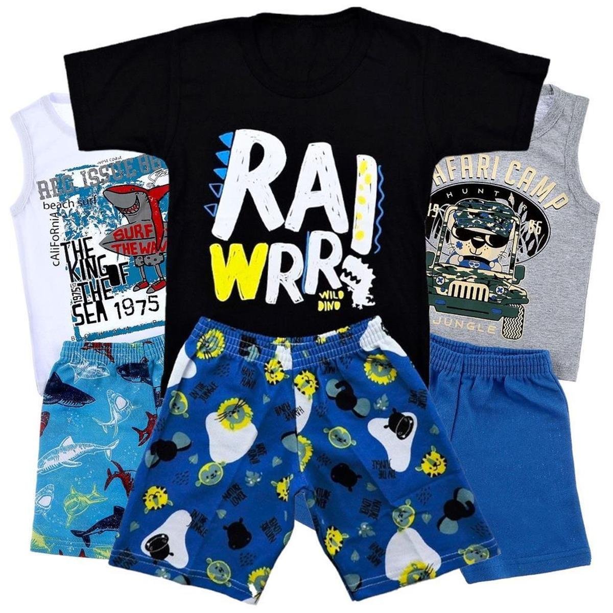Kit com 3 Conjunto Infantil Menino Roupa Criança Masculino Juvenil Verão 1, 2, 3, 4, 6, 8 Anos Menor preço em Kit com 3 Conjunto Infantil Menino Roupa Criança Masculino Juvenil Verão 1, 2, 3, 4, 6, 8 Anos