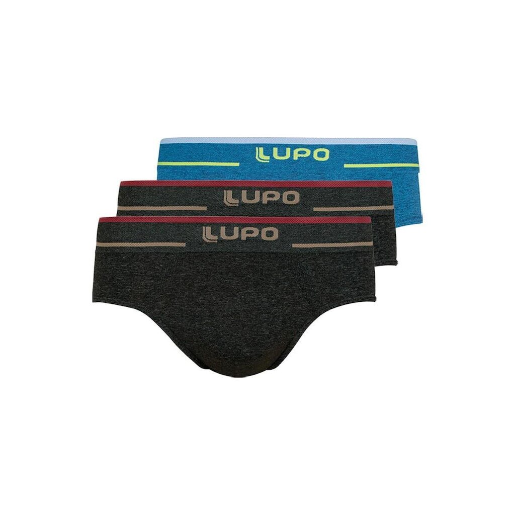 Kit com 3 Cuecas Slip Lupo 624-003 Preto