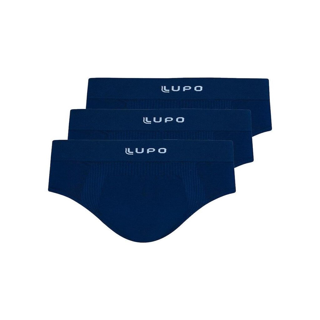Kit com 3 Cuecas Slip Lupo 681-001 Azul Marinho