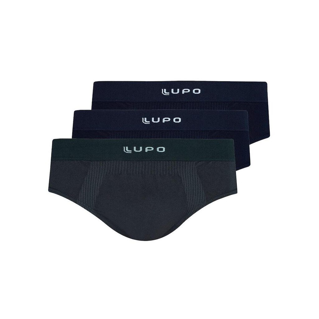 Kit com 3 Cuecas Slip Lupo 681-001 Cinza