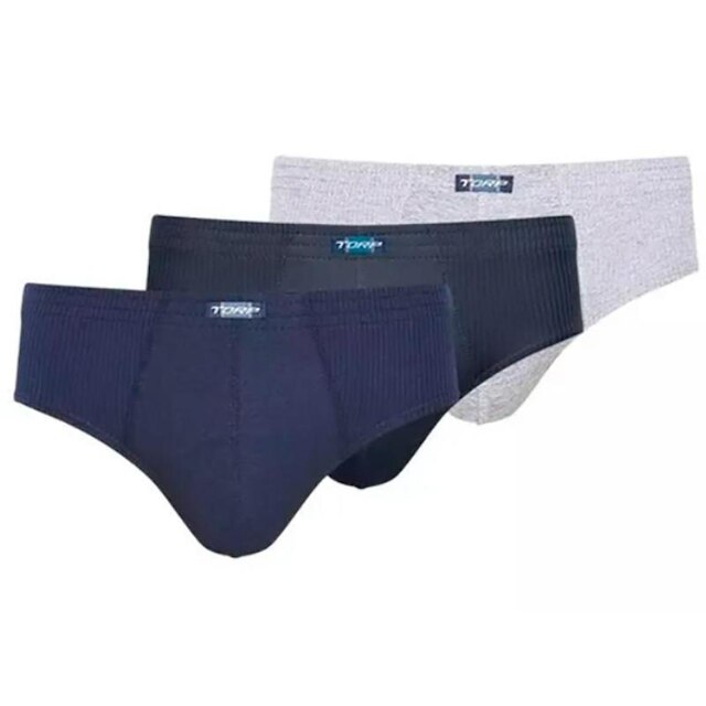 Kit Com 3 Cuecas Torp Slip Algodão Lateral Canelada - R7006