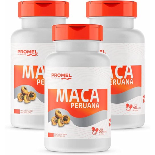 Kit Com 3 Maca Peruana Promel 60 Capsulas de 500mg - Branco Menor preço em Kit Com 3 Maca Peruana Promel 60 Capsulas de 500mg - Branco