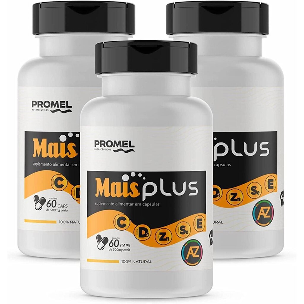 Kit Com 3 Mais Plus A a Z 60 Capsulas de de 500mg Promel
