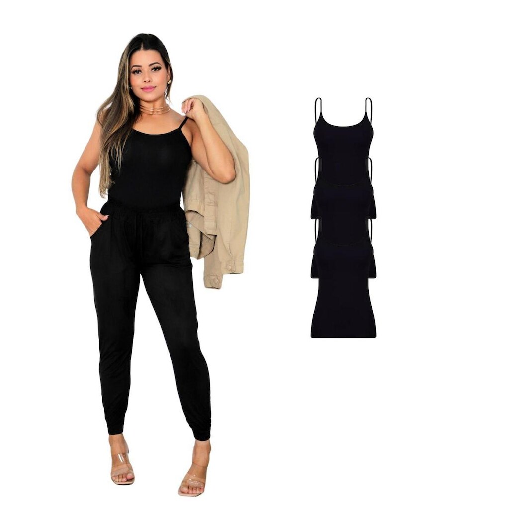 Kit Com 3 Regata Alcinha Feminina