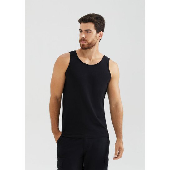 Kit Com 3 Regatas Masculinas Básicas Slim Hering