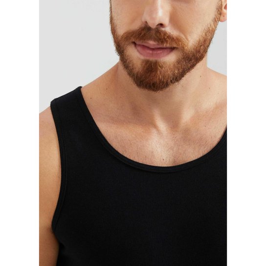 Kit Com 3 Regatas Masculinas Básicas Slim Hering