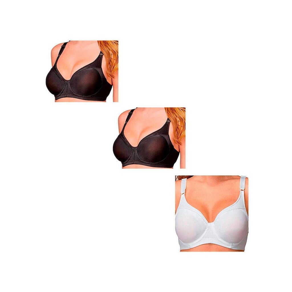 Kit com 3 Sutiãs com Aro e sem Bojo Support Control Demillus 64905 Taça C Bege