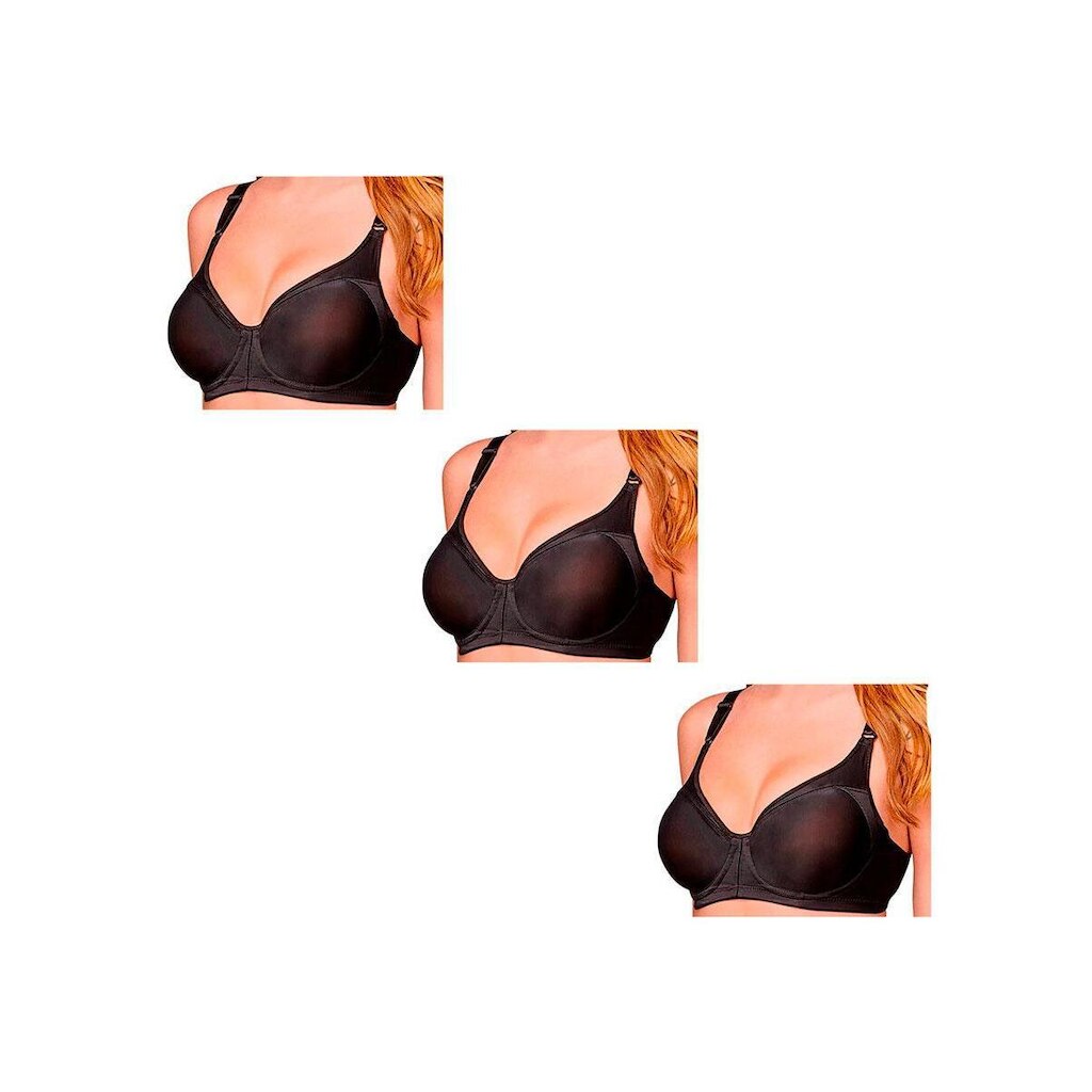 Kit com 3 Sutiãs com Aro e sem Bojo Support Control Demillus 64905 Taça C Bege