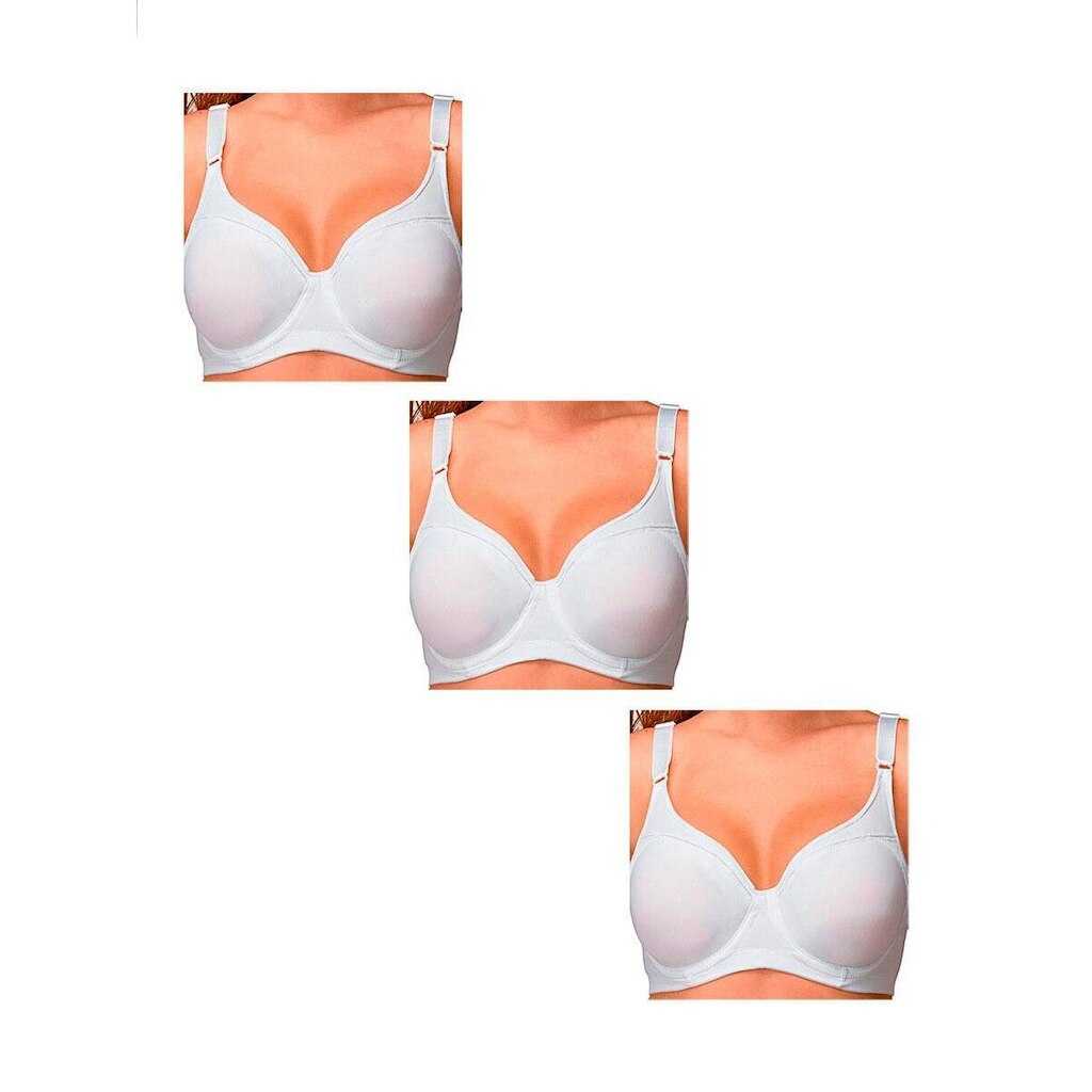 Kit com 3 Sutiãs com Aro e sem Bojo Support Control Demillus 64905 Taça C Bege