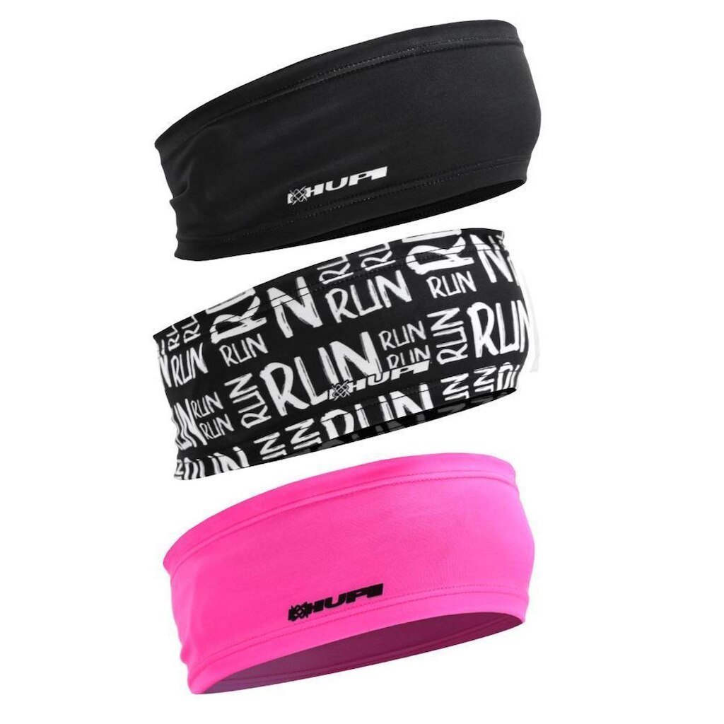Kit com 3 Testeira Headband Faixa de Cabeça Hupi Run Rosa