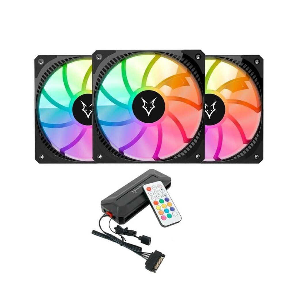 Kit com 3 Ventoinhas Husky Arctic Breeze, 120mm, Iluminação ARGB, Preto - HKCF300PT