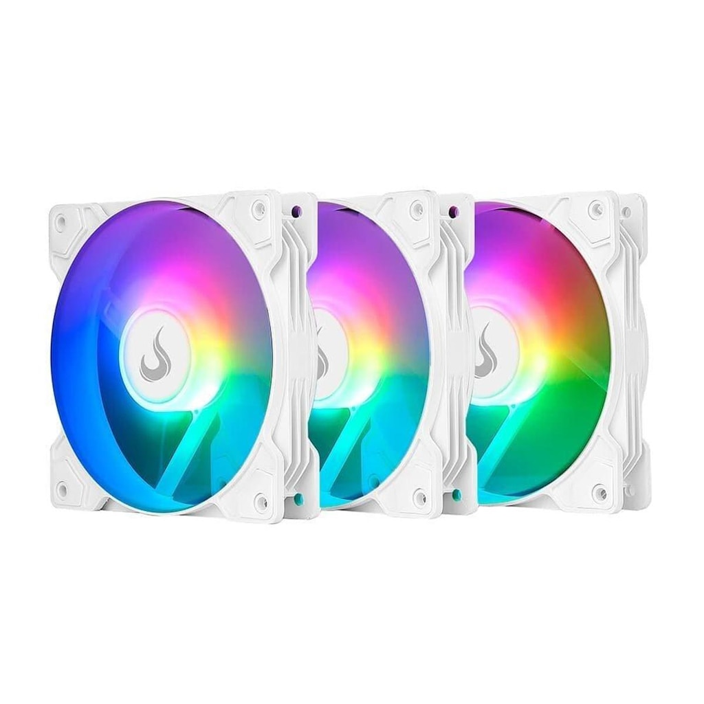 Kit com 3 Ventoinhas Rise Mode Z Led 5V, 120mm, Led ARGB, Branco - RM-ZLD-5V-ARGB-W