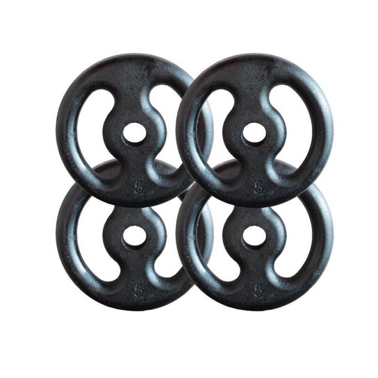 Kit com 4 Anilhas de Ferro Fundido - 5 Kg - Preto Menor preço em Kit com 4 Anilhas de Ferro Fundido - 5 Kg - Preto