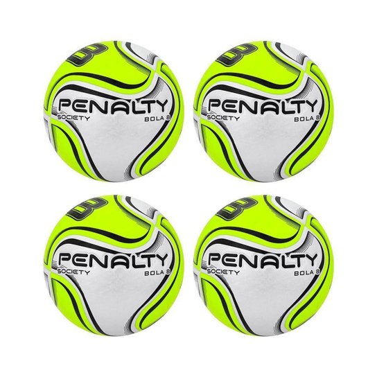 Kit Com 4 Bolas De Futebol Society Penalty 8 X - Amarelo Menor preço em Kit Com 4 Bolas De Futebol Society Penalty 8 X - Amarelo