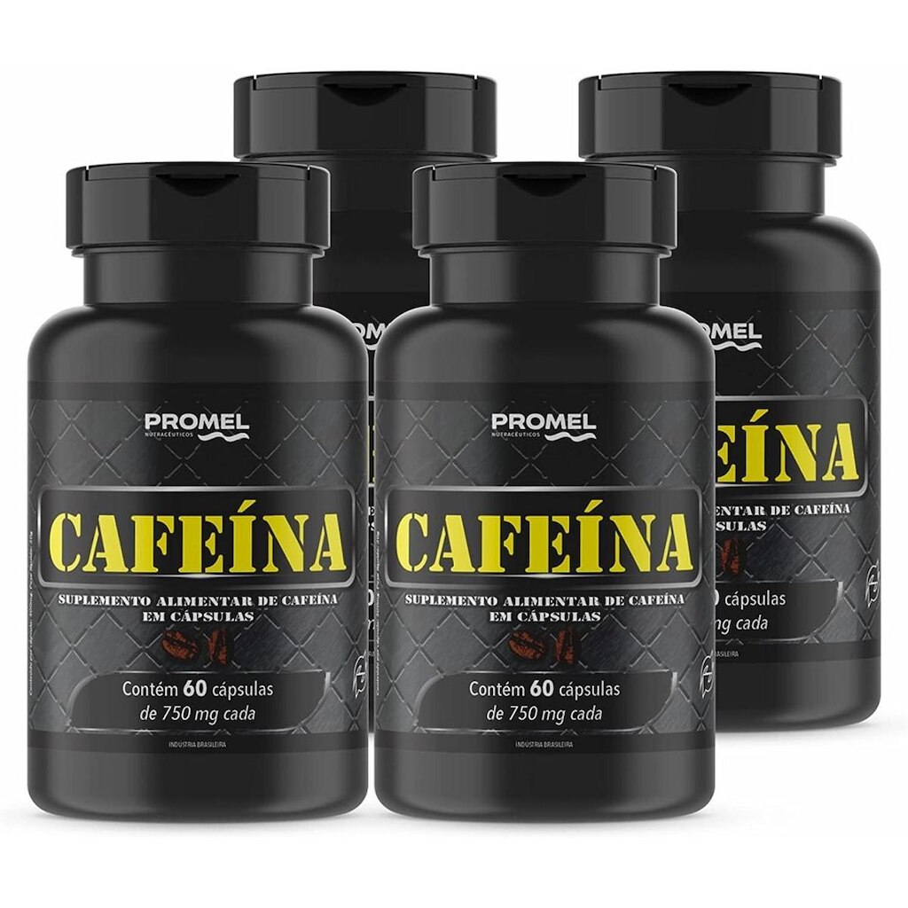 Kit Com 4 Cafeína 60 Capsulas de 500mg Promel