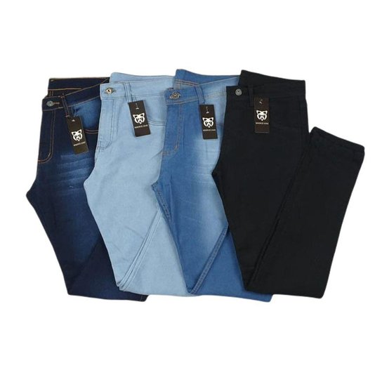 kit Com 4 calças jeans masculina Elastano - Jeans Menor preço em kit Com 4 calças jeans masculina Elastano - Jeans