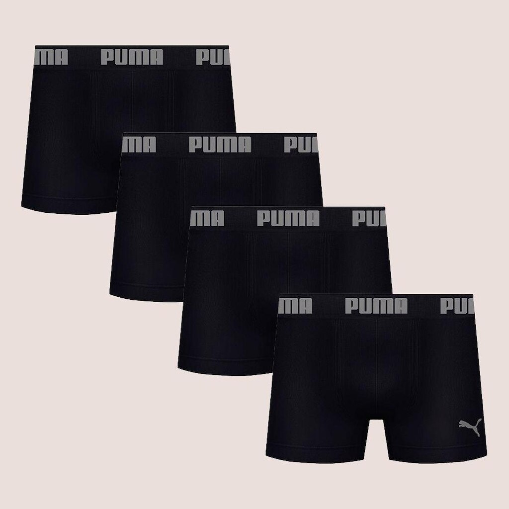 Kit Com 4 Cuecas Boxer Box Sem Costura Masculina Adulta Microfibra Puma