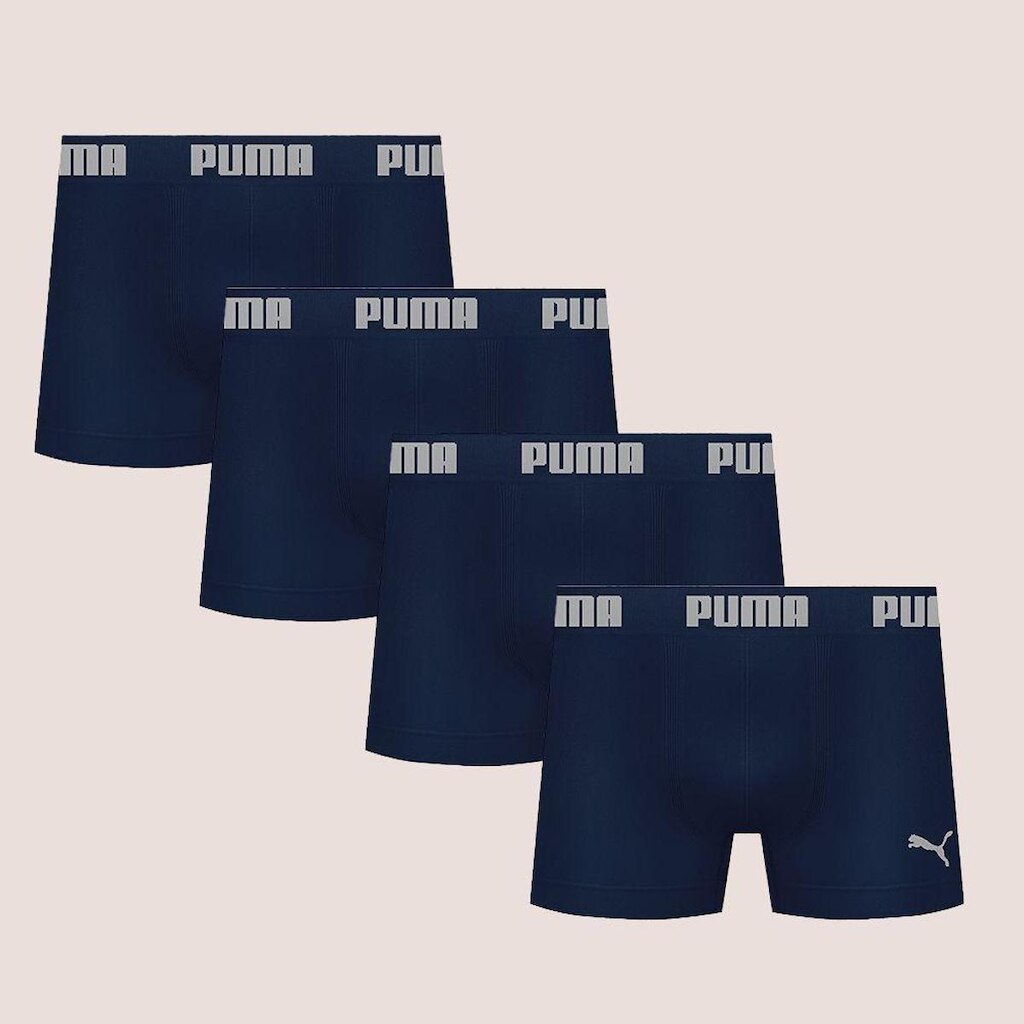 Kit Com 4 Cuecas Boxer Box Sem Costura Masculina Adulta Microfibra Puma