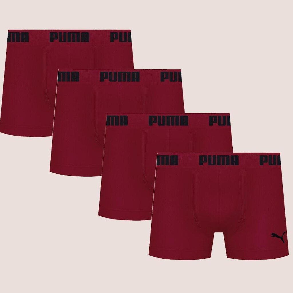 Kit Com 4 Cuecas Boxer Box Sem Costura Masculina Adulta Microfibra Puma