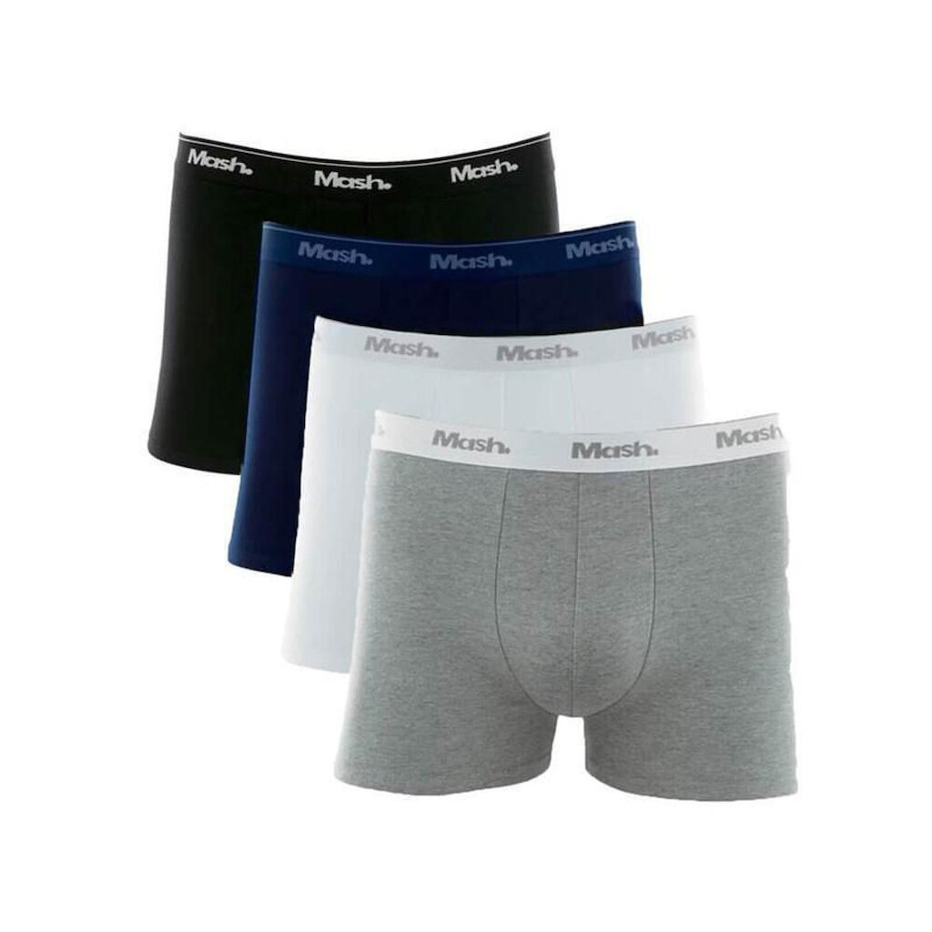 Kit Com 4 Cuecas Boxer Mash 170.26 Marinho/Branco/Preto/Cinza