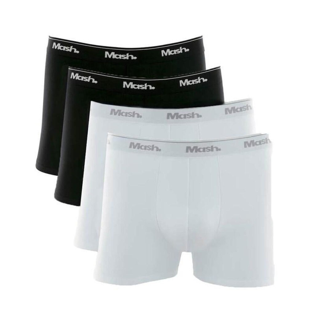 Kit Com 4 Cuecas Boxer Mash 170.26 Preto/Branco
