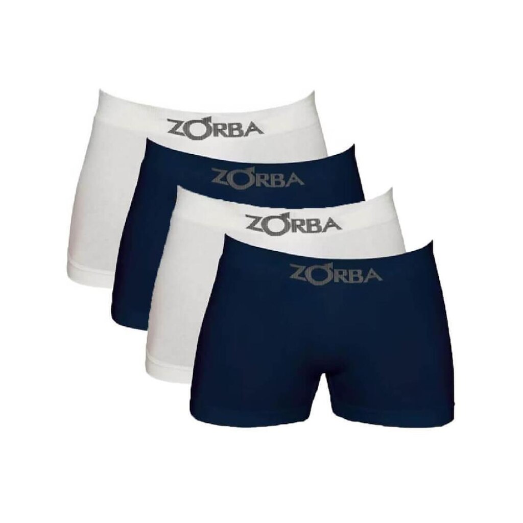 Kit com 4 Cuecas Boxer Zorba 781 Branco/Marinho