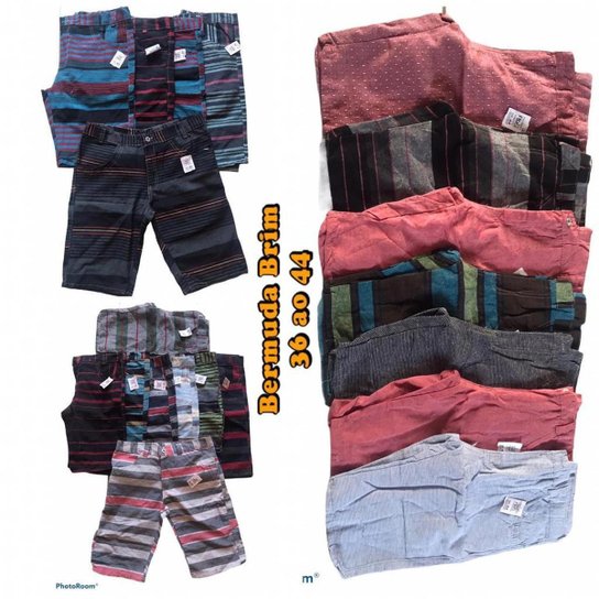 Kit com 5 Bermudas Brim Sarja Masculina Com Ziper - 46 - Sortido Menor preço em Kit com 5 Bermudas Brim Sarja Masculina Com Ziper - 46 - Sortido