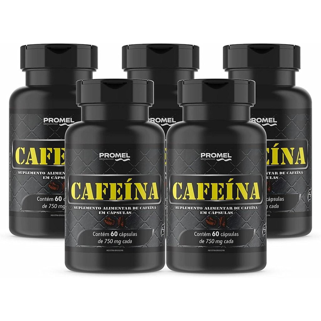 Kit Com 5 Cafeína 60 Capsulas de 500mg Promel